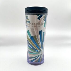 Starbucks Coffee Travel Mug 2010 Blue Green Burst Fireworks‎ 16oz Insulated Cup